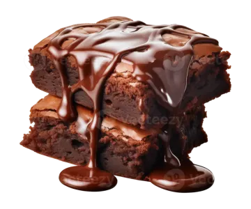a stack of brownies covered in melted chocolate