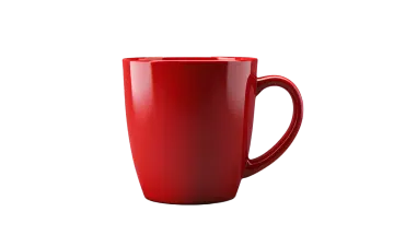 a red coffee mug on a white background