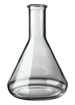 an empty glass flask with a white background