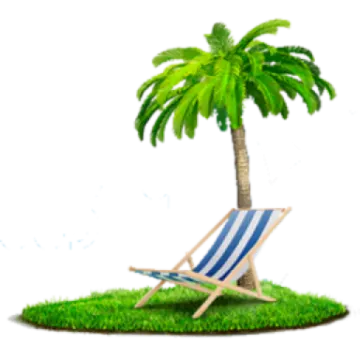 a beach chair under a palm tree