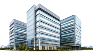 an office building with glass windows