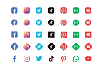 a set of social icons