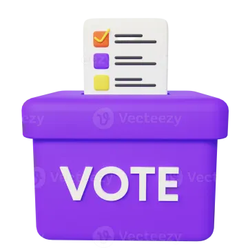 a purple voting box with the word vote on it