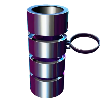 a metal cup with two rings on it