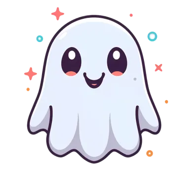 a cartoon ghost with a big smile on his face
