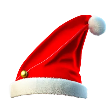 a red santa hat with white fur on it