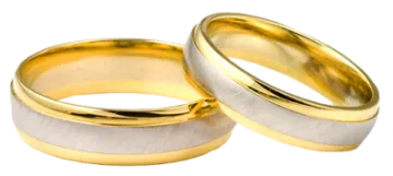 two gold and silver wedding rings