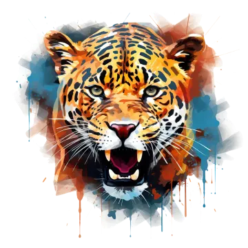 the head of a tiger painted in watercolor