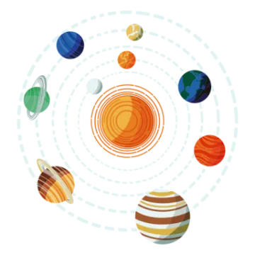 an illustration of planets in a circle