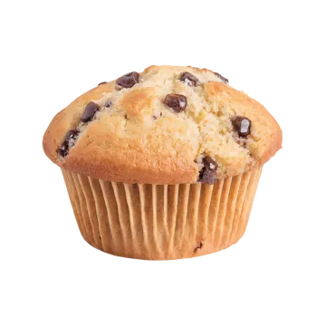 a muffin with chocolate chips on top