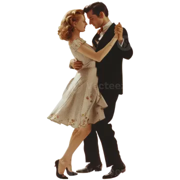 a man and woman dancing together in silhouette