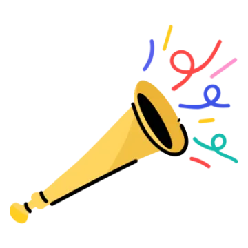 a yellow megaphone with colorful letters coming out of it