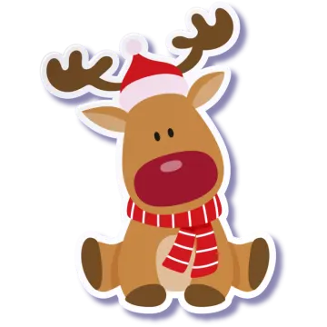 a reindeer wearing a santa hat and scarf