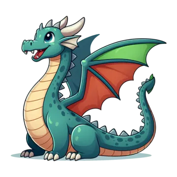 a cartoon dragon sitting on the ground
