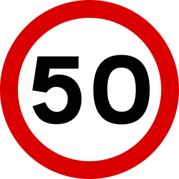 a red circle with the number 50 on it