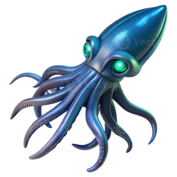 a blue octopus with green eyes and tentacles