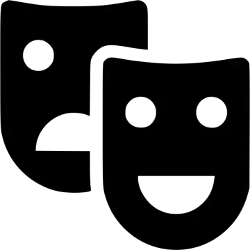 a black and white image of two masks