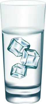 an ice cube in a glass of water