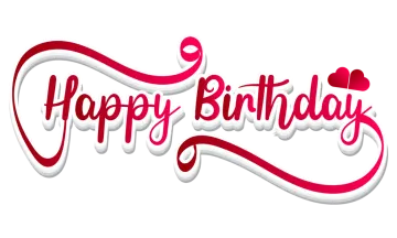the word happy birthday in red and white