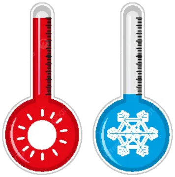 three thermometers with different temperature zones