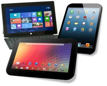 two tablets with windows and a tablet