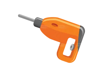 an orange gas nozzle on a white background