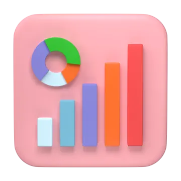 a pink app icon with a pie chart on it