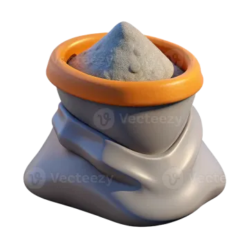 a pile of cement on a white background