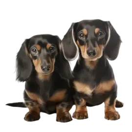 two small dogs sitting next to each other dogs