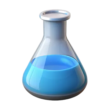 a blue beakle filled with liquid