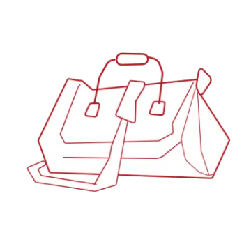 a line drawing of two bags