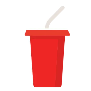 a red cup with a straw in it