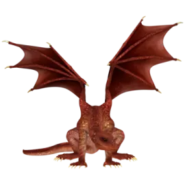a red dragon flying through the air