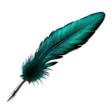 a green feather on a white background