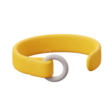 a yellow bracelet with a white ring on it