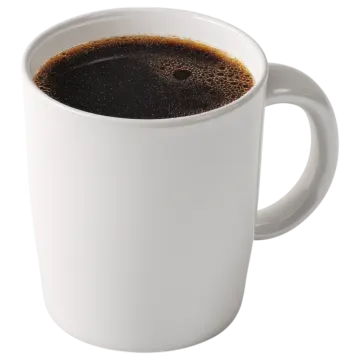 a cup of coffee on a white background