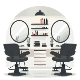 a salon room with chairs and mirrors