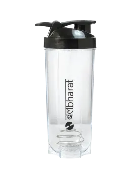 a shaker bottle with a black lid