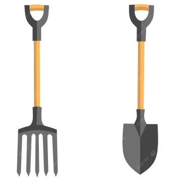 two shovels on a white background
