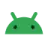 a green android icon on a white background