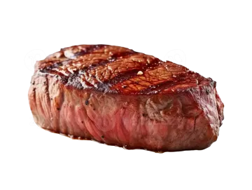 a piece of steak on a white background