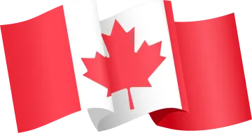 the canadian flag is waving in the wind