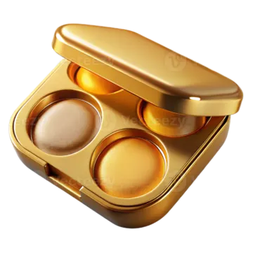 a gold box with three eyeshades