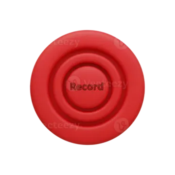 a red button with the word record on it