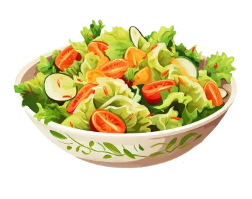 a bowl of salad with lete and tomatoes