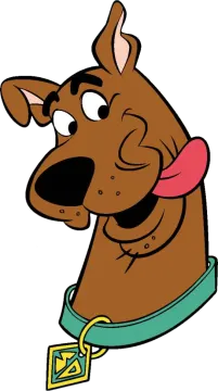 a cartoon dog with a collar around its neck