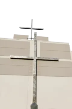 a cross on top of a building