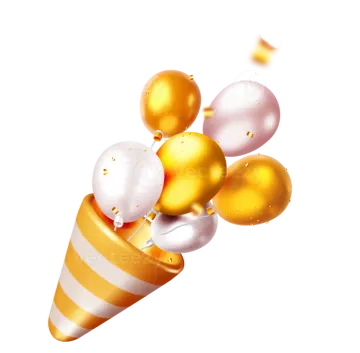 a bunch of gold and white balloons