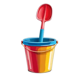 a bucket with a spoon in it