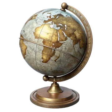 an antique globe on a wooden stand